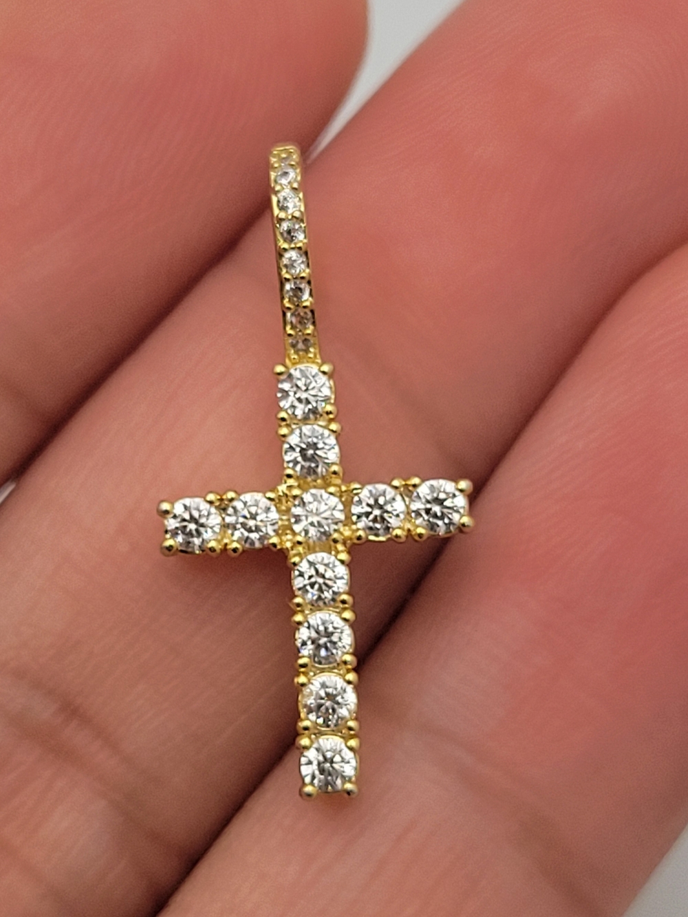 Gold Plated CZ Cross Pendant Necklace - Classic Women Jewelry